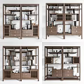 Modern Wooden Bookcase Design With Open Shelves Drawers And Decorative Items
