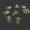 Multiple Colorful Action Figure Characters In Various Poses And Different Colors