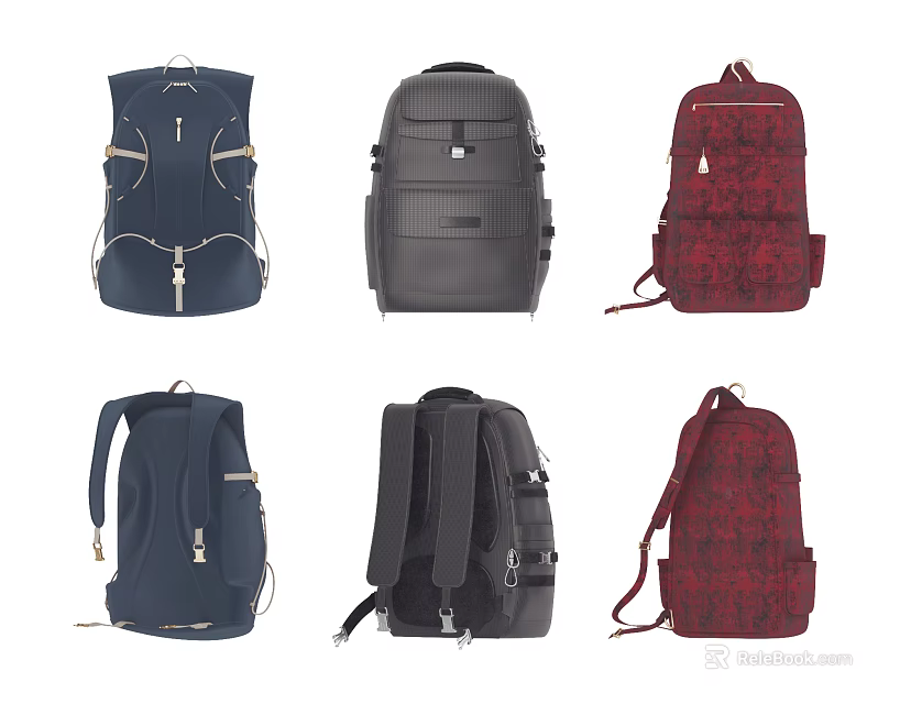 Stylish Backpacks With Diverse Colors And Practical Designs For Daily Use 3d model