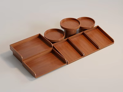 Multi Compartment Solid Wood Display Shelf Set For Shop Merchandise Classification Storage And 3d model