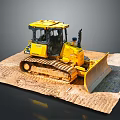 Yellow Tracked Bulldozer Working On Muddy Construction Site With Front Blade
