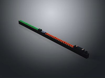 Black Computer Network Switch With Green And Orange Ports For Device Connection 3d model