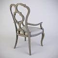 Elegant Vintage Armchair With Wooden Frame Light Fabric Upholstered Seat And Decorative Backrest