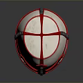 Medieval Weapon Helmet With Silver Metallic Body Red Cross Design And Decorative Rivets