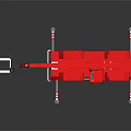 Red Utility Vehicle Featuring Telescopic Crane Arm Forklift Attachment And Safety Ladders