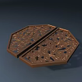Octagonal Bronze Handles Featuring Intricate Carved Patterns And Hollow Design 3d model