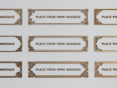 Carved Decorative Plaque Signs With Custom Message Area And Various Engraved Borders 3d model