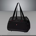 Black Travel Bag With Two Handles Red Accents And Logo Design