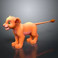 Cartoon Young Lion Character With Green Eyes And Orange Fur Standing