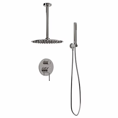 Modern Shower Faucet System with Rainfall Head Handheld Sprayer and Control Panel 3d model