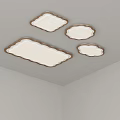 Multiple Ceiling Lights With Wooden Frames And White Surfaces In Various Shapes For Indoor Use 3d model