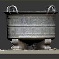 Decorative Household Metal Container With Ring Handles And Carved Patterns On Square Base