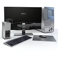 Modern computer desktop computer case monitor keyboard speaker 3d model