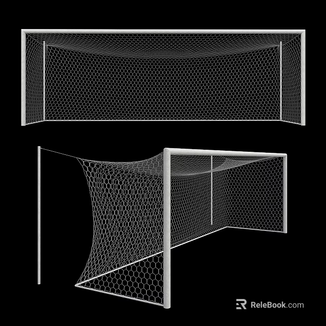 Durable Football Goal Sports Equipment With Metal Frame And High Quality Net 3d model 