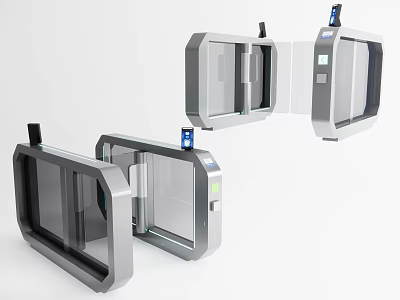 Smart Public Facilities Automatic Turnstile Gate With Glass Doors And Access Control 3d model