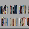 Books and Magazines Collection with Colorful Spines Arranged on Multiple Shelves