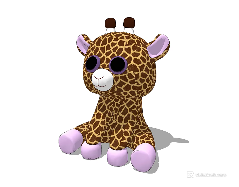 Cute Giraffe Stuffed Toy With Brown Spots Pink Ears And Soft Plush Feet 3d model 