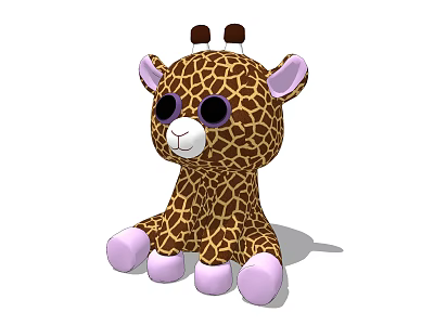 Cute Giraffe Stuffed Toy With Brown Spots Pink Ears And Soft Plush Feet 3d model