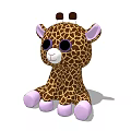 Cute Giraffe Stuffed Toy With Brown Spots Pink Ears And Soft Plush Feet