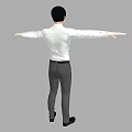 Man in White Shirt and Gray Pants with Arms Outstretched Against Gray Background 3d model
