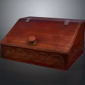 Traditional Wooden Box With Carved Patterns And Round Lid Knob Design
