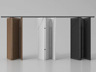 Stylish Louvered Folding Doors in Brown White and Black for Home Interior 3d model