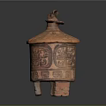 Traditional Terracotta Jar With Decorative Patterns Lid And Three Legs For Home Use
