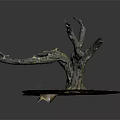 Natural Wooden Trunk Decorative Artwork With Stone Base And Mossy Ground Surface