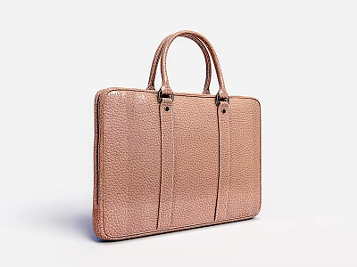 Light Pink Textured Leather Briefcase With Handles 3d model
