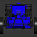 Blue Go Kart With Open Frame Structure And Black Racing Wheels 3d model
