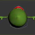Green Droplet Shaped Cartoon Character Creature Wearing Goggles With Arms And Legs