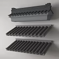 Traditional Chinese Architectural Eaves Components With Gray Tile Roof And Ornate Layers