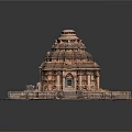 Cartoon Scene Of Ancient Temple With Multi Tiered Tower Intricate Carvings And Stone Steps
