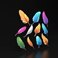 Vibrant Colorful Feather Decorative Ornament Set with Assorted Colors for Home Decoration