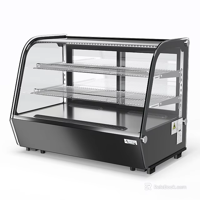 Commercial Equipment Glass Door Display Case With Multiple Metal Shelves Black Design 3d model 