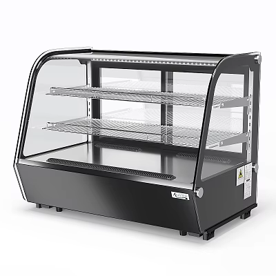 Commercial Equipment Glass Door Display Case With Multiple Metal Shelves Black Design 3d model