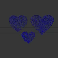 Blue Circuit Board Heart Shapes with Intricate Patterns on Black Background