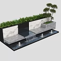 Modern Garden Ornament with Green Plants Small Trees Marble and Water Feature Design