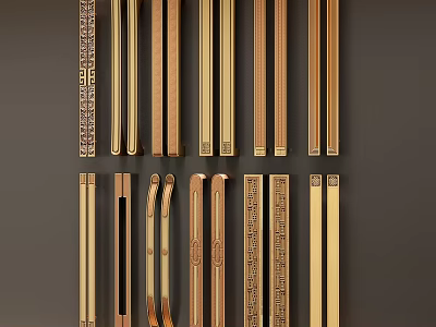 Diverse Decorative Cabinet Handles Featuring Various Styles Intricate Patterns And Metallic Finishes 3d model