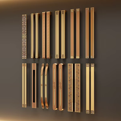 Diverse Decorative Cabinet Handles Featuring Various Styles Intricate Patterns And Metallic Finishes 3d model