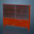Wooden Red Entryway Cabinet Sideboard With Glass Doors Lower Storage And Sturdy Legs
