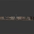 Architectural Model of Semicircular Red Brick Building with Red Brick Floor and Metal Structures
