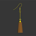 Elegant Golden Earrings With Triangle Pendant And Orange White Cone Charm