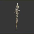 Animal Skeleton of Crocodile Like Reptile in Standing Posture on Gray Background