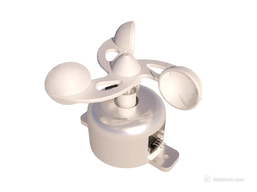 White Outdoor Sensor Device With Multiple Circular Components And Base Structure 3d model