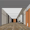 Spacious Banquet Hall With White Tablecloths Yellow Floral Centerpieces Wooden Ceiling And Wavy Pattern Carpet