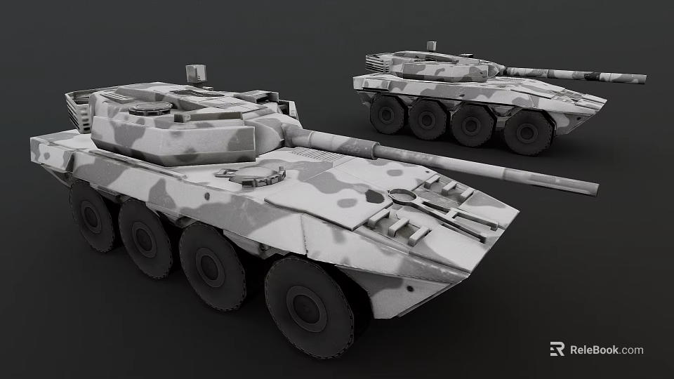 Two Military Wheeled Armored Vehicles with Camouflage Pattern and Combat Features 3d model 