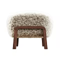 Soft Plush Ottoman with Solid Wooden Legs and Modern Design for Living Room Comfort