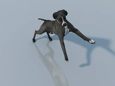 Reptile in Standing Position with Stretched Legs on Light Blue Background and Shadow 3d model