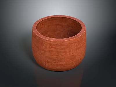 Natural Wooden Round Container With Smooth Surface And Wood Grain For Household Use 3d model